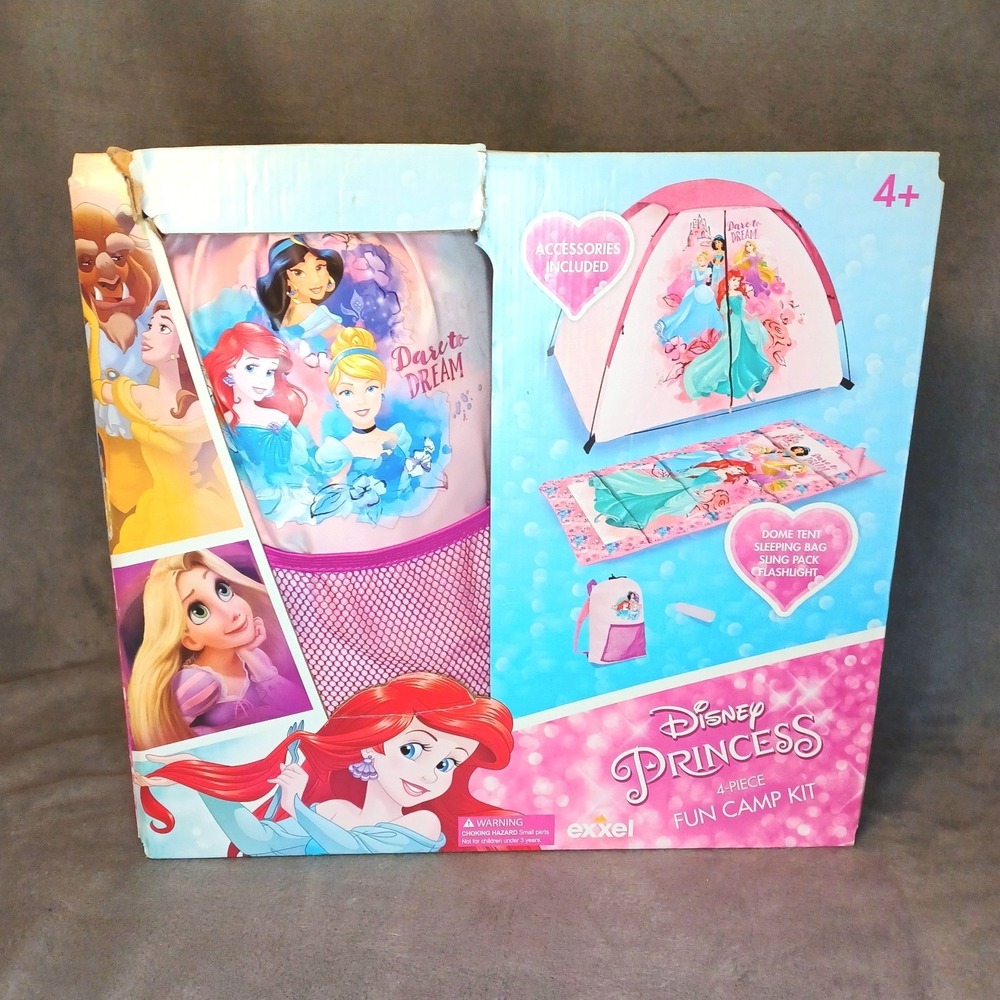 Disney Princess Pink Camp Set Sleeping Bag Kids 4 Piece Camping Outdoor
